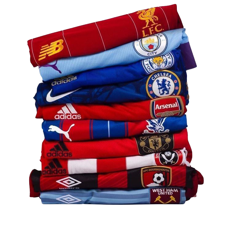 Pilha de camisas de time da JR10